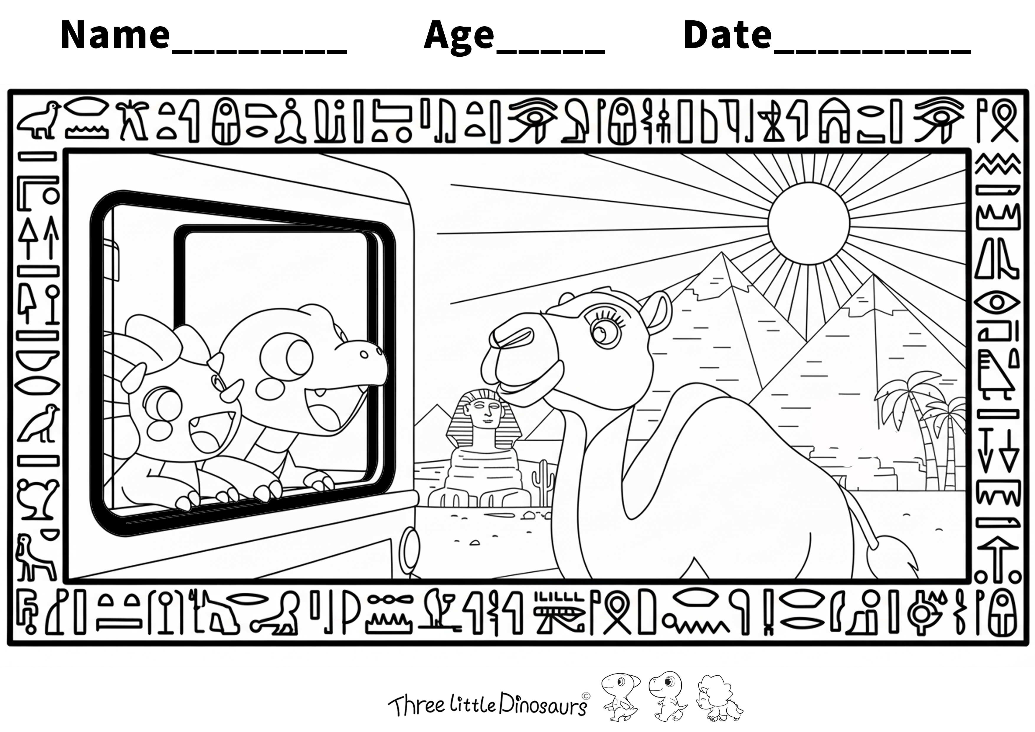 Dino Train to Egypt – Free Coloring Page for Kids