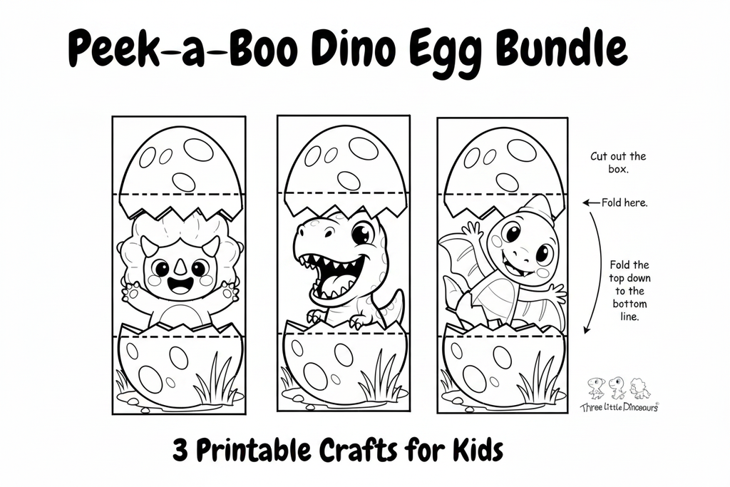 Peek-a-Boo Dinosaur Egg Bundle – 3 Printable Crafts for Kids