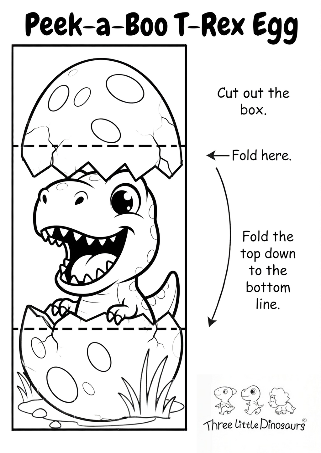 Peek-a-Boo T-Rex Egg printable craft for kids