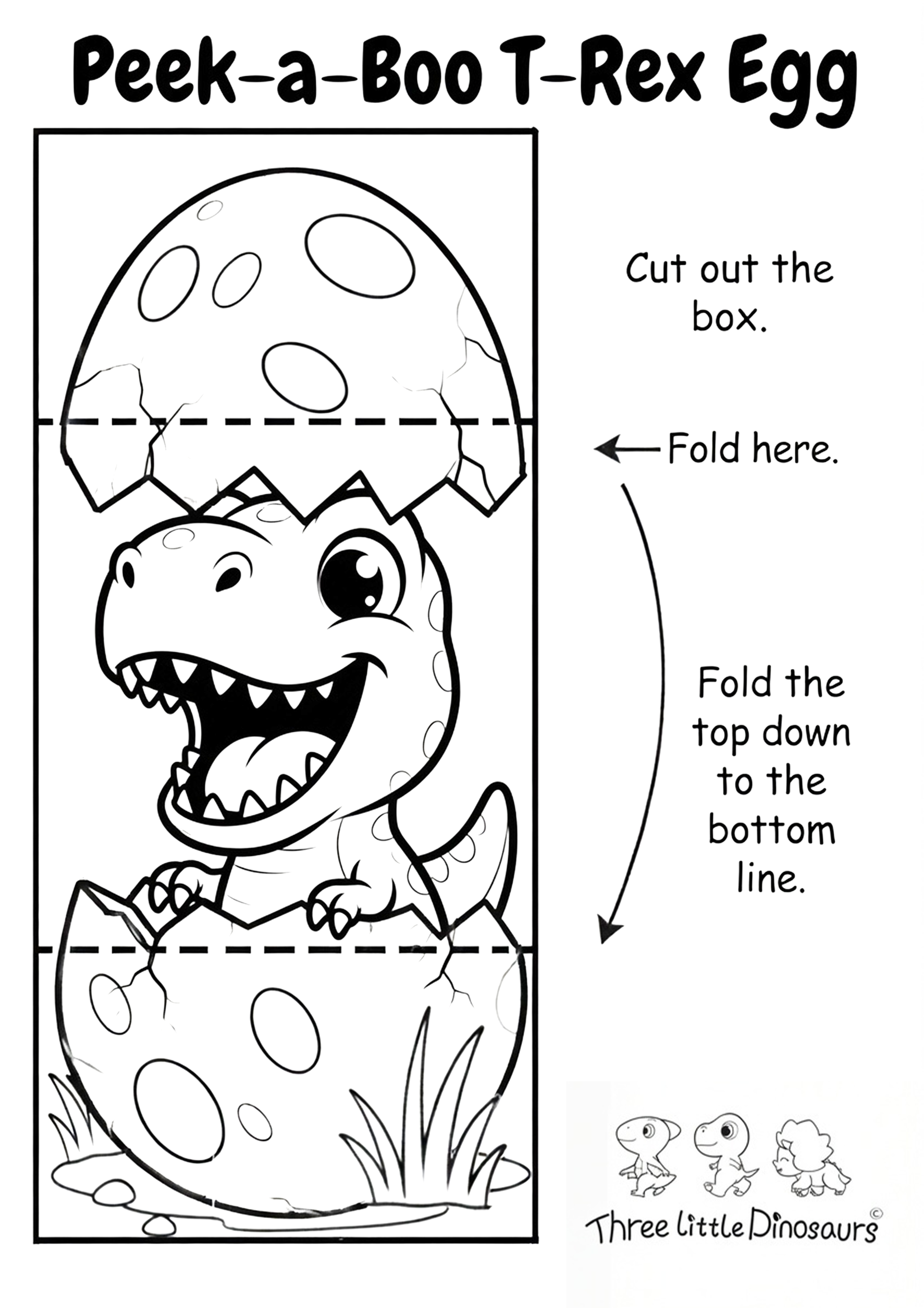 Peek-a-Boo T-Rex Egg printable craft for kids