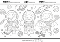Space Dino Astronauts – Free Coloring Page for Kids
