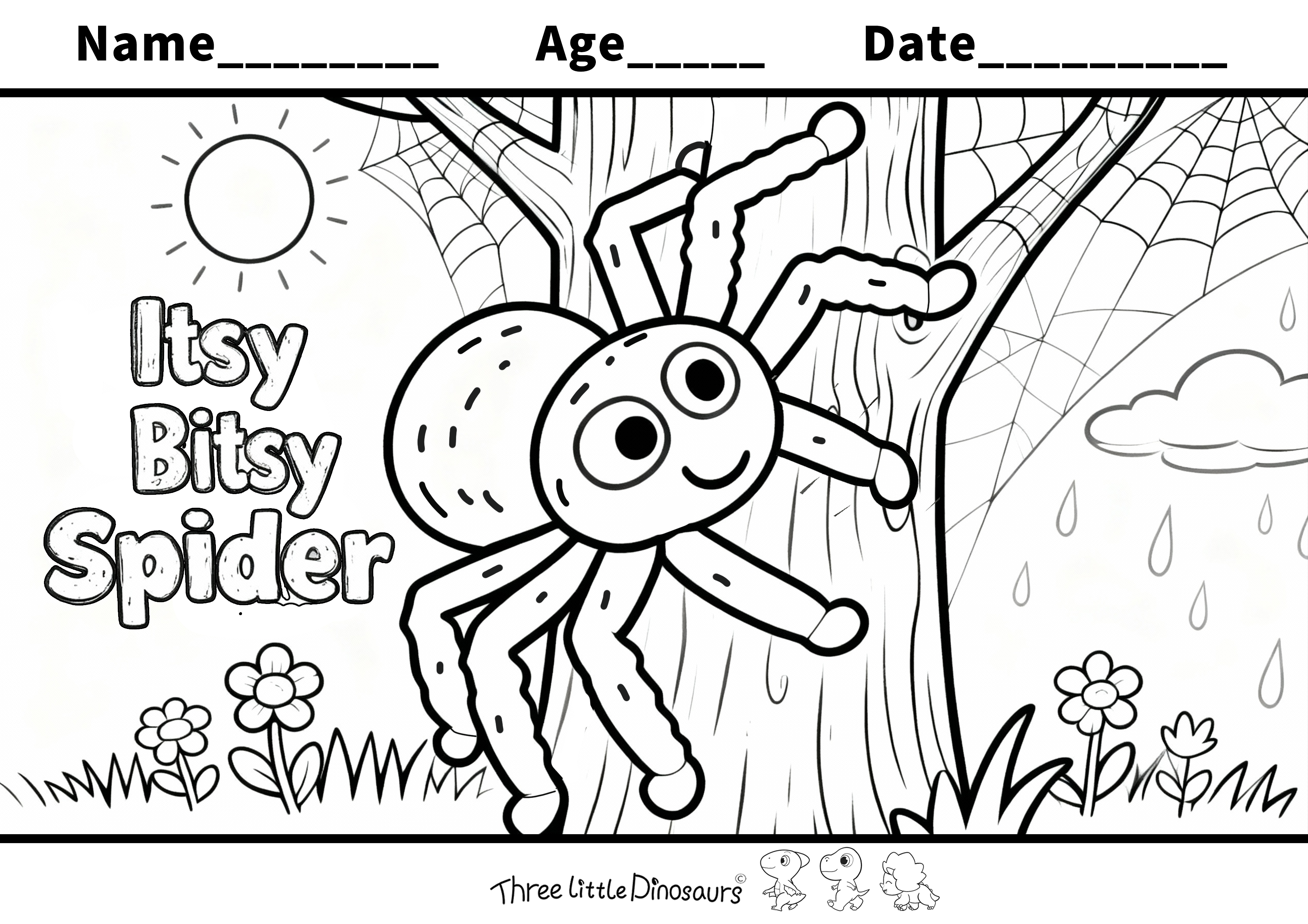 Itsy Bitsy Spider – Free Nursery Rhyme Coloring Page for Kids