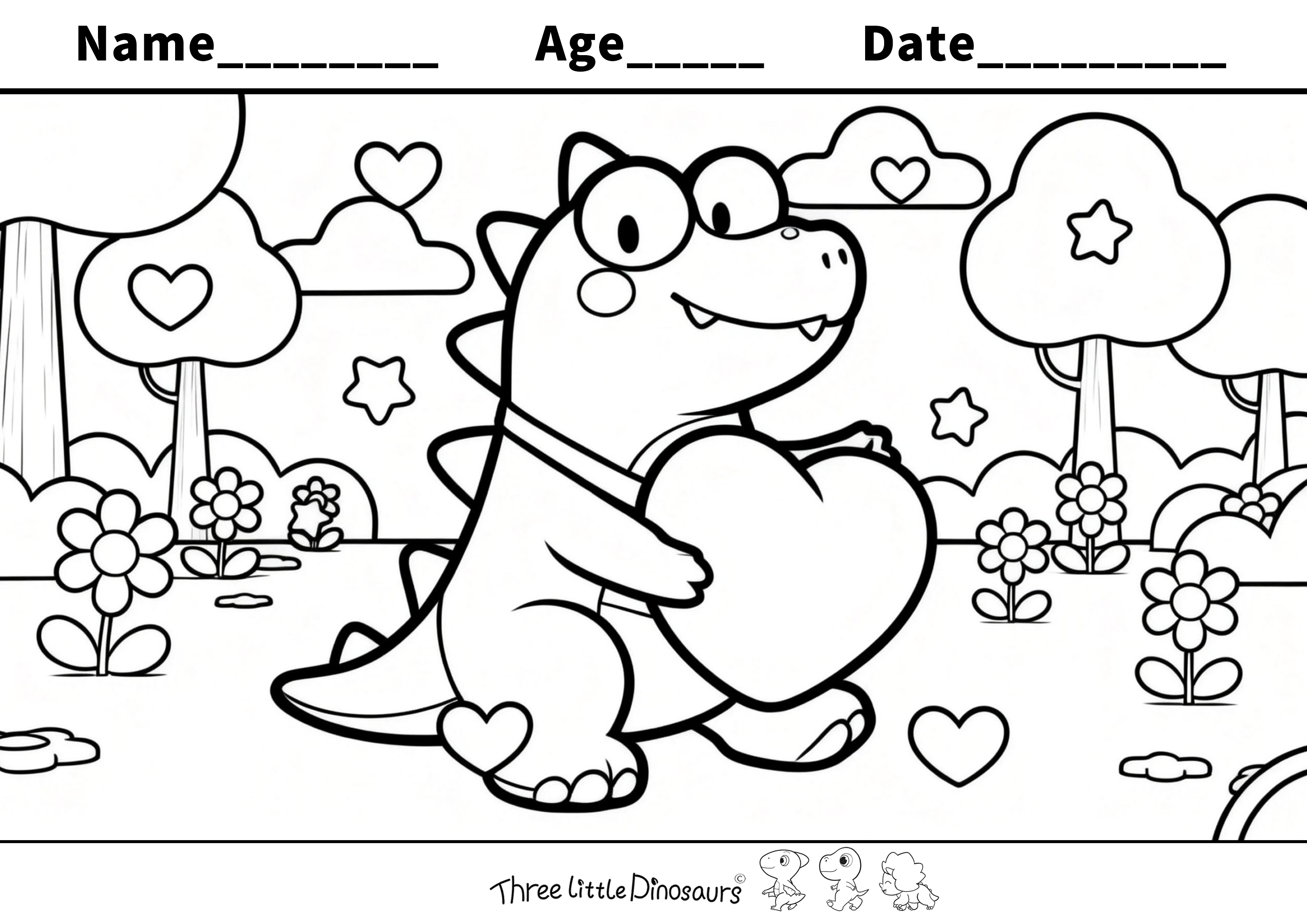 Dino Valentine – Free Valentine's Day Coloring Page for Kids