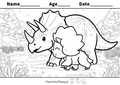 Springtime Triceratops – Free Coloring Page for Kids